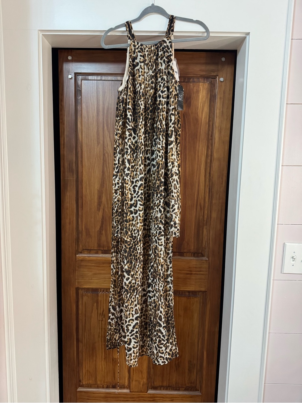 New York & Company Leopard Print Maxi Dress - Brown/Black/Cream